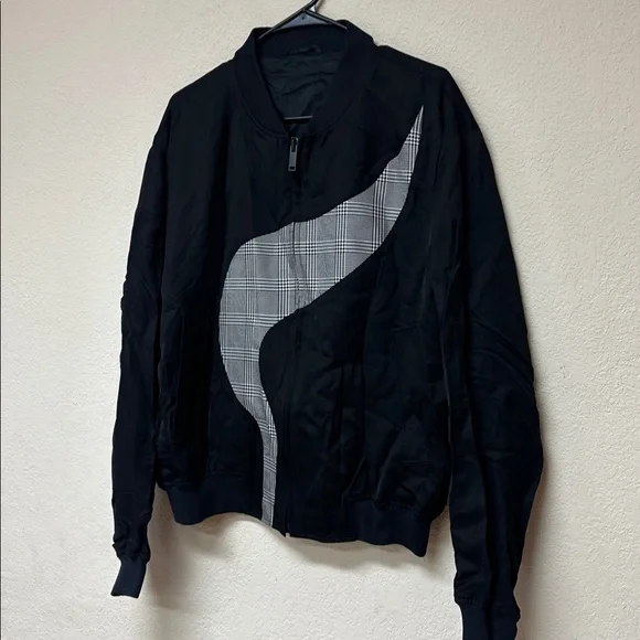 Alexander McQueen Men's Black Bomber Jacket with houndstooth Detail size L - Picture 4 of 6